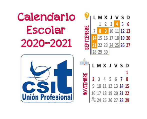 Calendario escolar CSIT UNIÓN PROFESIONAL 2020-2021