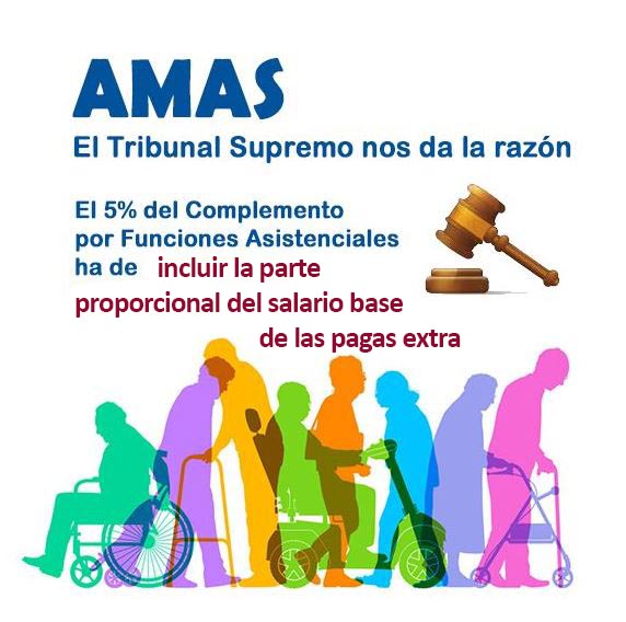 El Supremo nos da la razón: el 5% del Complemento por Funciones Asistenciales en la AMAS debe incorporar la parte proporcional del salario base de las pagas extra